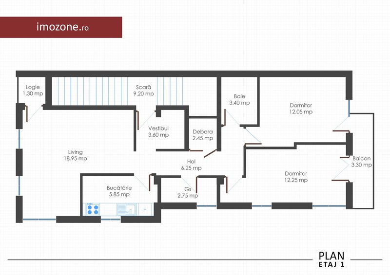 Apartament 3 cam., 2 bai, 2 balc., bloc nou, finisat la cheie, centrala termica
